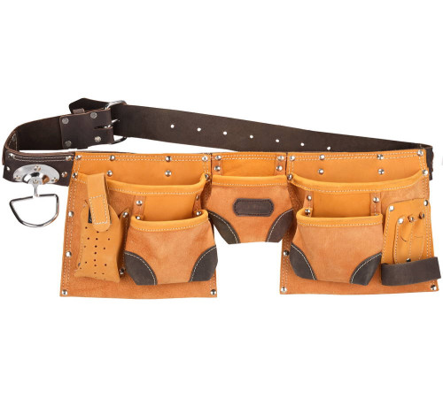 KRAFTOOL натуральная кожа, пояс для инструментов с 9 карманами (1-38520) купить  в Сочи