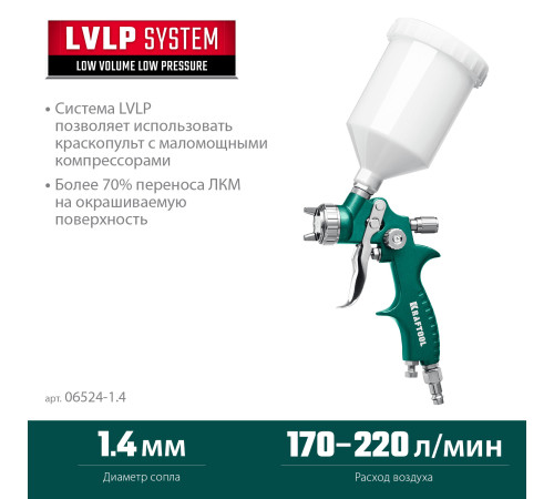 KRAFTOOL AirFlat, LVLP, 1.4 мм, пневматический краскопульт с верхним бачком (06524-1.4) купить в Сочи KRAFTOOL AirFlat, LVLP, 1.4 мм, пневматический краскопульт с верхним бачком (06524-1.4) купить в Сочи