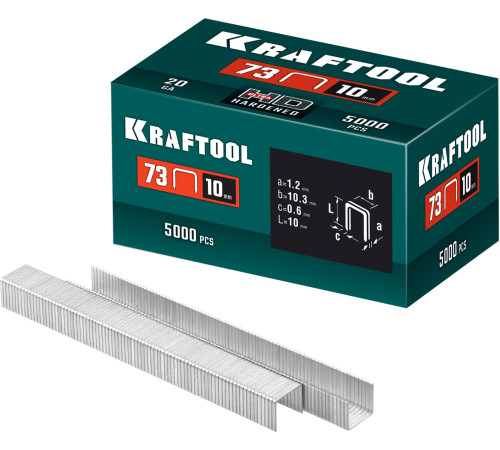 KRAFTOOL 10 мм, тип 73, 5000 шт, скобы для плайера (31773-10) купить  в Сочи