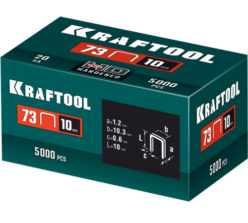 KRAFTOOL 10 мм, тип 73, 5000 шт, скобы для плайера (31773-10) купить  в Сочи