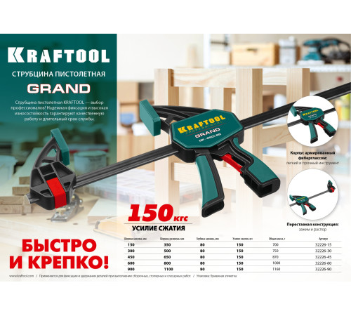 KRAFTOOL 150 х 85 мм, пистолетная струбцина (32226-15) купить  в Сочи KRAFTOOL 150 х 85 мм, пистолетная струбцина (32226-15) купить  в Сочи