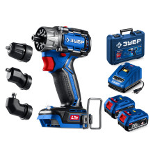 ЗУБР КОМПАКТ Комби #3, 20 В, 50 Н·м, 2 АКБ LMS (4 А·ч), бесщеточная модульная дрель-шуруповерт, кейс, ПРОФЕССИОНАЛ (DB-50-42-H3)