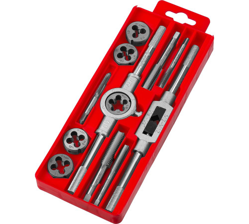 ЗУБР 12 предм., сталь 9ХС, набор метчиков и плашек в пластиковом боксе (28121-H12) купить  в Сочи