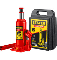 STAYER RED FORCE, в кейсе, 5 т, 216 - 413 мм, бутылочный гидравлический домкрат, Professional (43160-5-K)