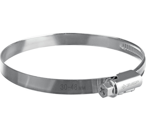 ЗУБР Х-9Н, 30 - 48 мм, накатная лента 9 мм, цинк, 50 шт, червячный хомут (37807-48) купить  в Сочи