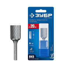 ЗУБР 20х25 мм, тип А (цилиндр с гладким торцом), хв-к 6 мм, твердосплавная борфреза, ПРОФЕССИОНАЛ (28800-20-25)