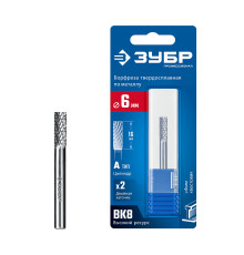 ЗУБР 6х16 мм, тип А (цилиндр с гладким торцом), хв-к 6 мм, твердосплавная борфреза, ПРОФЕССИОНАЛ (28800-6-16)