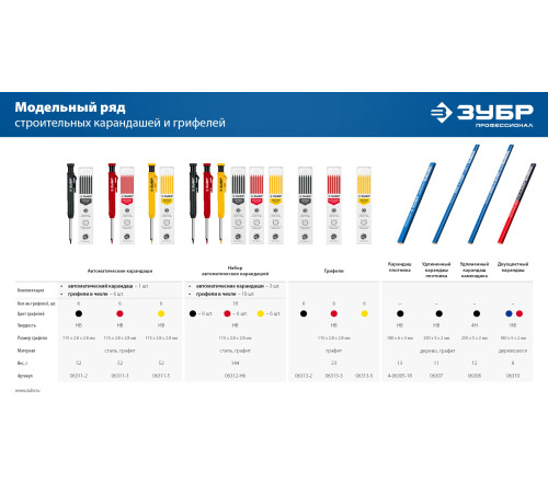 ЗУБР КСП 180 мм, HB, строительный карандаш плотника, Профессионал (4-06305-18) купить  в Сочи