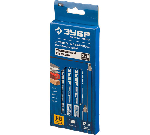 ЗУБР КСП 180 мм, HB, строительный карандаш плотника, Профессионал (4-06305-18) купить  в Сочи