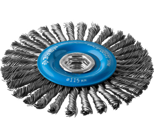 ЗУБР 115 мм, жгутированная стальная проволока 0.5 мм, щетка дисковая для УШМ, Профессионал (35192-115) купить  в Сочи