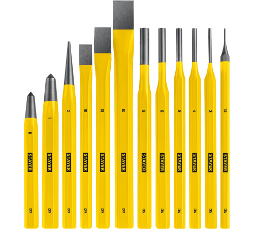 STAYER Hercules, 12 предметов, набор зубил и кернеров в пластиковом держателе, Professional (21077-H12) купить  в Сочи