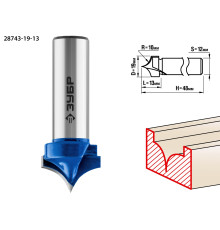 ЗУБР 19 x 13 мм, радиус 10 мм, фреза пазовая фасонная №4, Профессионал (28743-19-13)
