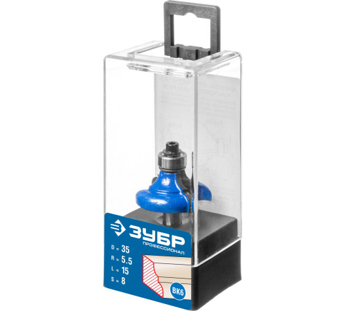 ЗУБР 35 x 17 мм, радиус 5.5 мм, фреза кромочная калевочная №3, Профессионал (28703-35) купить  в Сочи