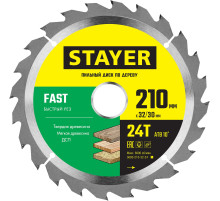STAYER Fast, 210 x 32/30 мм, 24Т, быстрый рез, пильный диск по дереву (3680-210-32-24)