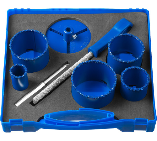 ЗУБР 8 шт, d 33, 53, 67, 73, 83 мм, карбид-вольфрамовое нанесение, набор кольцевых коронок, Профессионал (33350-H8) купить  в Сочи