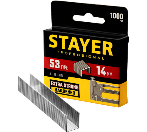 STAYER тип 53 (A/10/JT21), 14 мм, 1000 шт, калибр 23GA, скобы для степлера, Professional (3159-14) купить в Сочи STAYER тип 53 (A/10/JT21), 14 мм, 1000 шт, калибр 23GA, скобы для степлера, Professional (3159-14) купить в Сочи