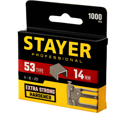 STAYER тип 53 (A/10/JT21), 14 мм, 1000 шт, калибр 23GA, скобы для степлера, Professional (3159-14) купить в Сочи STAYER тип 53 (A/10/JT21), 14 мм, 1000 шт, калибр 23GA, скобы для степлера, Professional (3159-14) купить в Сочи