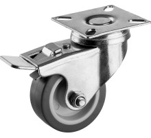 ЗУБР d 50 мм, г/п 40 кг, резина/полипропилен, термопластичное поворотное колесо c тормозом, Профессионал (30946-50-B)