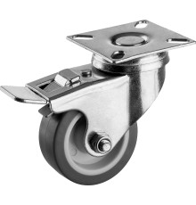 ЗУБР d 50 мм, г/п 40 кг, резина/полипропилен, термопластичное поворотное колесо c тормозом, Профессионал (30946-50-B)