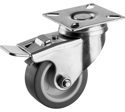 ЗУБР d 50 мм, г/п 40 кг, резина/полипропилен, термопластичное поворотное колесо c тормозом, Профессионал (30946-50-B) купить  в Сочи