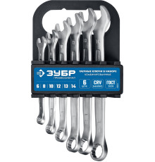 ЗУБР 6 шт, 6 - 14 мм, набор комбинированных гаечных ключей, Профессионал (27088-H6)