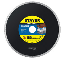 STAYER Ceramo-22, d 180 мм, (22.2 мм, 5 х 2.2 мм), сплошной алмазный диск, Professional (3664-180)