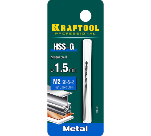 KRAFTOOL HSS-G, 1.5 х 43 мм, сталь P6M5, сверло по металлу (29651-1.5) купить в Сочи KRAFTOOL HSS-G, 1.5 х 43 мм, сталь P6M5, сверло по металлу (29651-1.5) купить в Сочи