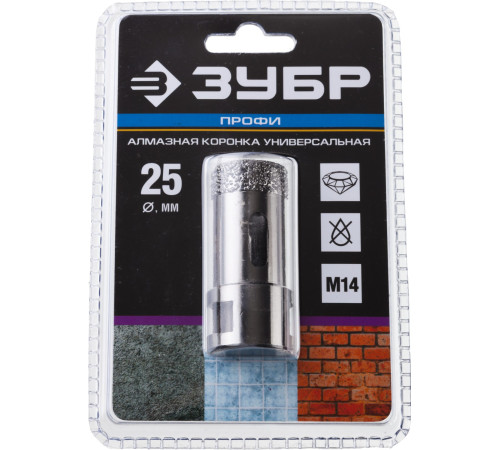 ЗУБР АВК, d 25 мм, (М14, 15 мм кромка), вакуумная алмазная коронка, Профессионал (29865-25) купить  в Сочи