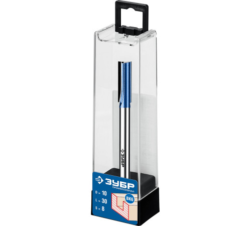 ЗУБР 10 x 30 мм, хвостовик 8 мм, фреза пазовая прямая с нижними подрезателями, Профессионал (28755-10-30) купить  в Сочи