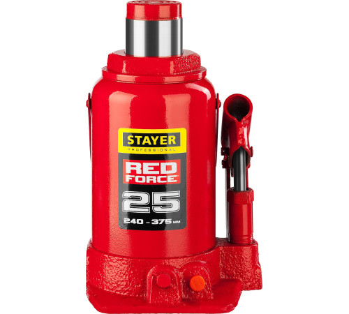 STAYER RED FORCE, 25 т, 240 - 375 мм, бутылочный гидравлический домкрат, Professional (43160-25) купить в Сочи STAYER RED FORCE, 25 т, 240 - 375 мм, бутылочный гидравлический домкрат, Professional (43160-25) купить в Сочи