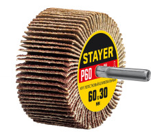 STAYER d 60 x 30 мм, P60, на шпильке d 6 мм, круг шлифовальный лепестковый (36608-060)