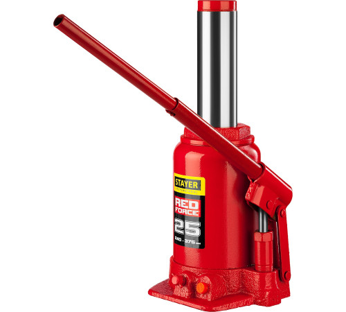 STAYER RED FORCE, 25 т, 240 - 375 мм, бутылочный гидравлический домкрат, Professional (43160-25) купить  в Сочи