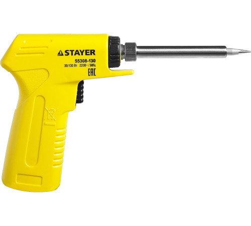 STAYER PROTerm, 30 Вт + 130 Вт, 2 в 1, конус, керамический нагреватель, электропаяльник с пистолетной рукояткой, Professional (55308-130) купить  в Сочи