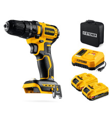 STEHER 20 В, 45 Н·м, 2 АКБ LMS (2 А·ч), бесщеточная ударная дрель-шуруповерт, сумка (CBS-45-22)