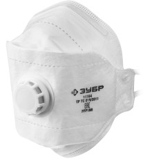 ЗУБР ТК-80, класс защиты FFP1, плоская 3-х панельная, фильтрующая полумаска с клапаном выдоха (11164)