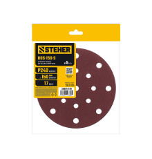 STEHER BOS-150-S 150 мм, Р240, шлифовальный круг на липучке, 17 отв., 5 шт. (35684-240)