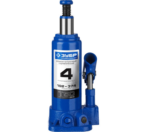ЗУБР 4 т, 192 - 374 мм, бутылочный гидравлический домкрат в кейсе, Профессионал (43060-4-K) купить  в Сочи