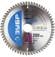 ЗУБР Мультирез, 200 x 32 мм, 60Т, пильный диск по алюминию, Профессионал (36907-200-32-60)
