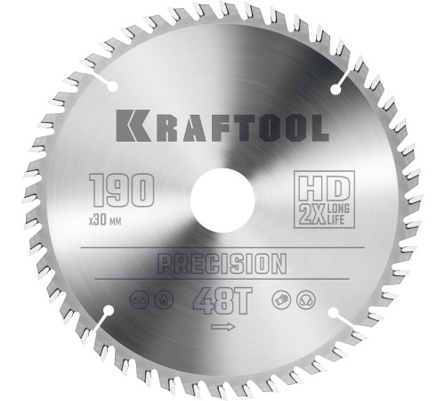 KRAFTOOL Precision, 190 х 30 мм, 48Т, пильный диск по дереву (36952-190-30) купить  в Сочи