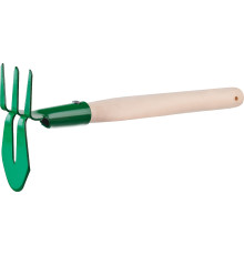 РОСТОК 155 x 70 x 425 мм, ″лепесток + 3 зуба″, прямаые зубья, деревянная рукоятка, мотыга-рыхлитель (39625)