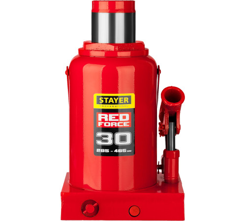 STAYER RED FORCE, 30 т, 285 - 465 мм, бутылочный гидравлический домкрат, Professional (43160-30) купить в Сочи STAYER RED FORCE, 30 т, 285 - 465 мм, бутылочный гидравлический домкрат, Professional (43160-30) купить в Сочи