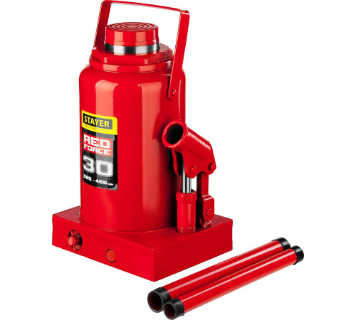 STAYER RED FORCE, 30 т, 285 - 465 мм, бутылочный гидравлический домкрат, Professional (43160-30) купить в Сочи STAYER RED FORCE, 30 т, 285 - 465 мм, бутылочный гидравлический домкрат, Professional (43160-30) купить в Сочи