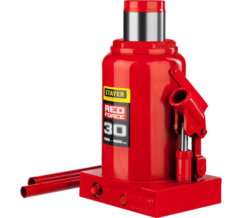 STAYER RED FORCE, 30 т, 285 - 465 мм, бутылочный гидравлический домкрат, Professional (43160-30) купить в Сочи STAYER RED FORCE, 30 т, 285 - 465 мм, бутылочный гидравлический домкрат, Professional (43160-30) купить в Сочи