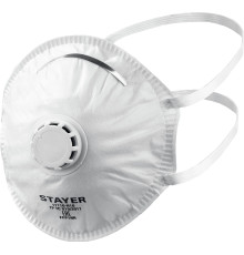 STAYER KV-80, класс защиты FFP1, коническая, 10 шт в коробке, фильтрующая полумаска с клапаном выдоха (11110-H10)