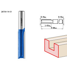 ЗУБР 14 x 51 мм, хвостовик 12 мм, фреза пазовая прямая. удлиненная, Профессионал (28754-14-51)