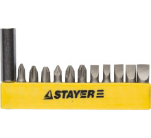 STAYER 12 шт, набор бит с адаптером (2609-H12) STAYER 12 шт, набор бит с адаптером (2609-H12)