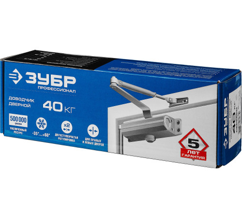 ЗУБР до 40 кг, цвет серебро, дверной доводчик, Профессионал (37910-50) купить  в Сочи