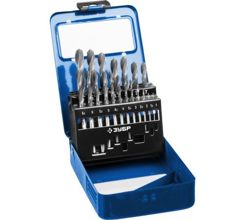 ЗУБР ПРОФ-В, 19 шт, (1-10 мм), сталь Р6М5, класс В, мет.бокс, набор сверл по металлу, Профессионал (29621-H19) купить  в Сочи