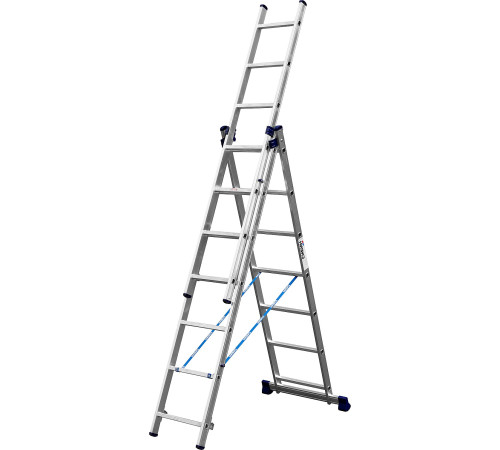 СИБИН 7 ступеней, со стабилизатором, алюминиевая, трехсекционная лестница (38833-07) купить  в Сочи