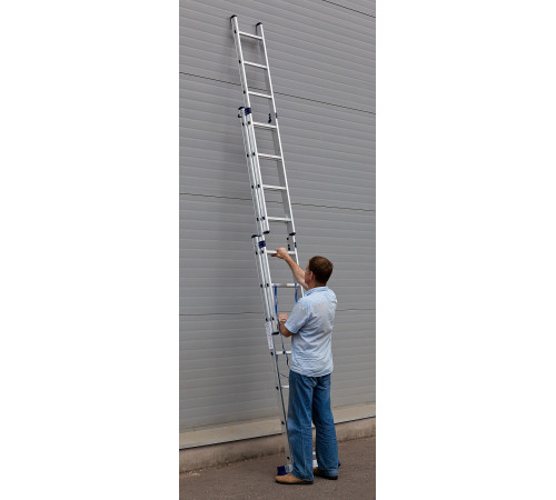 СИБИН 7 ступеней, со стабилизатором, алюминиевая, трехсекционная лестница (38833-07) купить  в Сочи